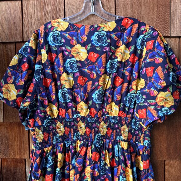 NWT Anthropologie Navy Floral Rose Print Katerina Button-Front Dress Women's 1X - Picture 10 of 15